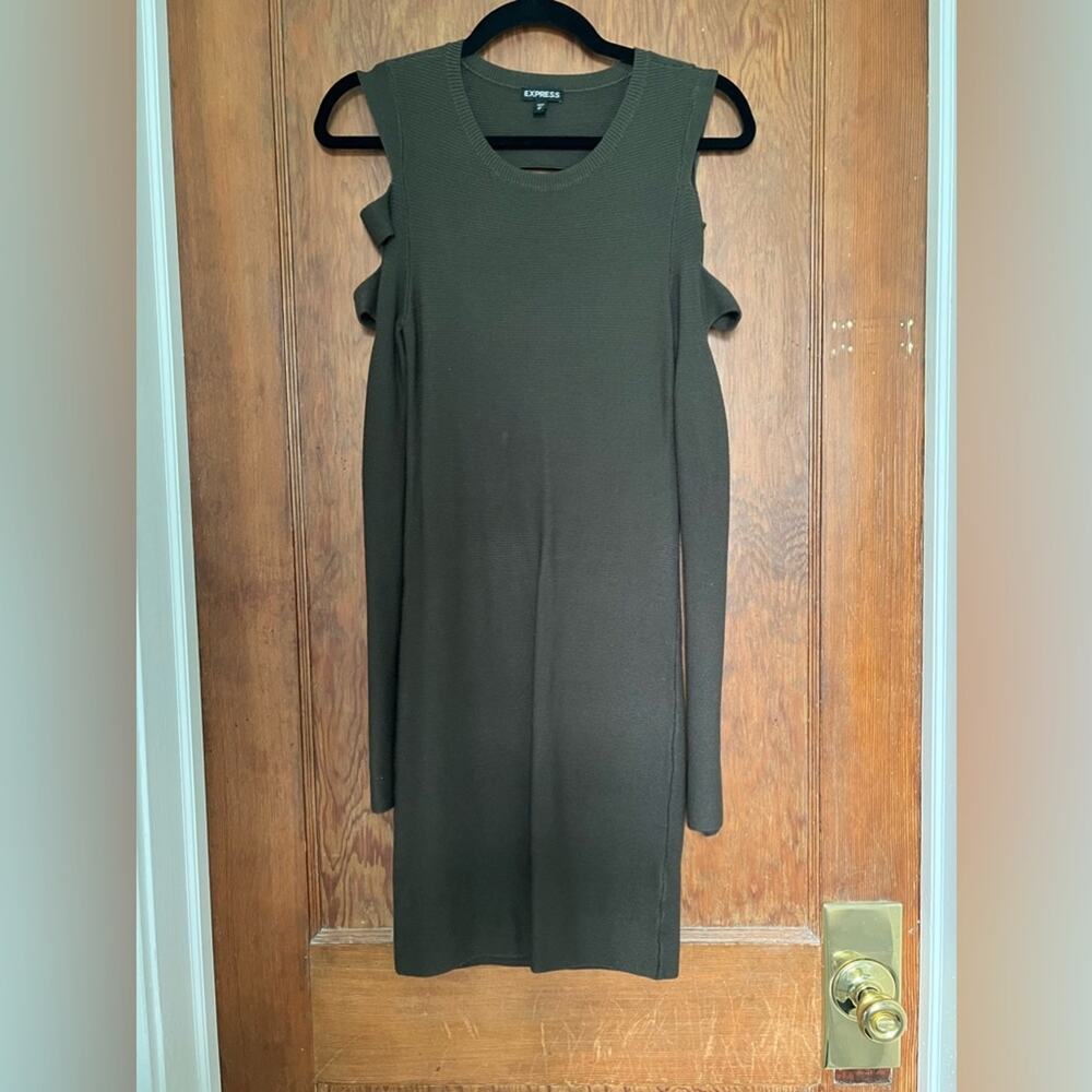 Express Sweater Dress Cutout Sleeve Back Army‎ Green M